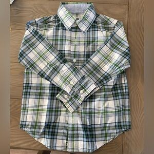 Janie and Jack Green Plaid Button Down Shirt